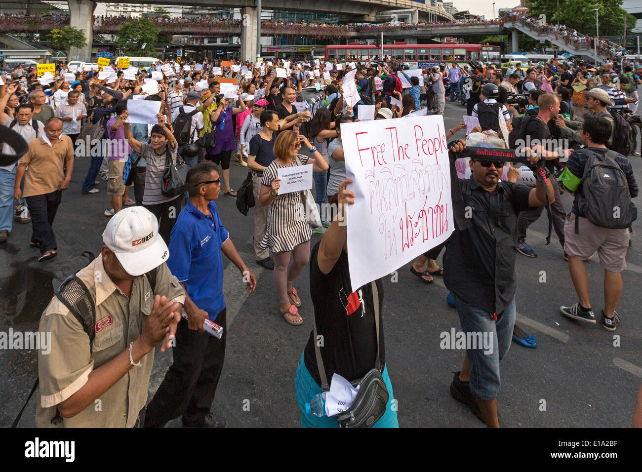 Anti colpo di dimostrazione, Bangkok, Thailandia Foto Stock