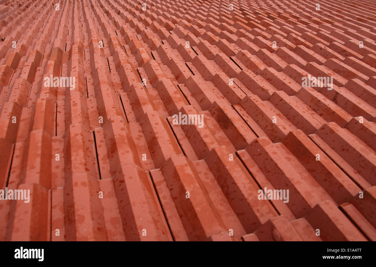 Mattonelle di tetto rosso Foto Stock