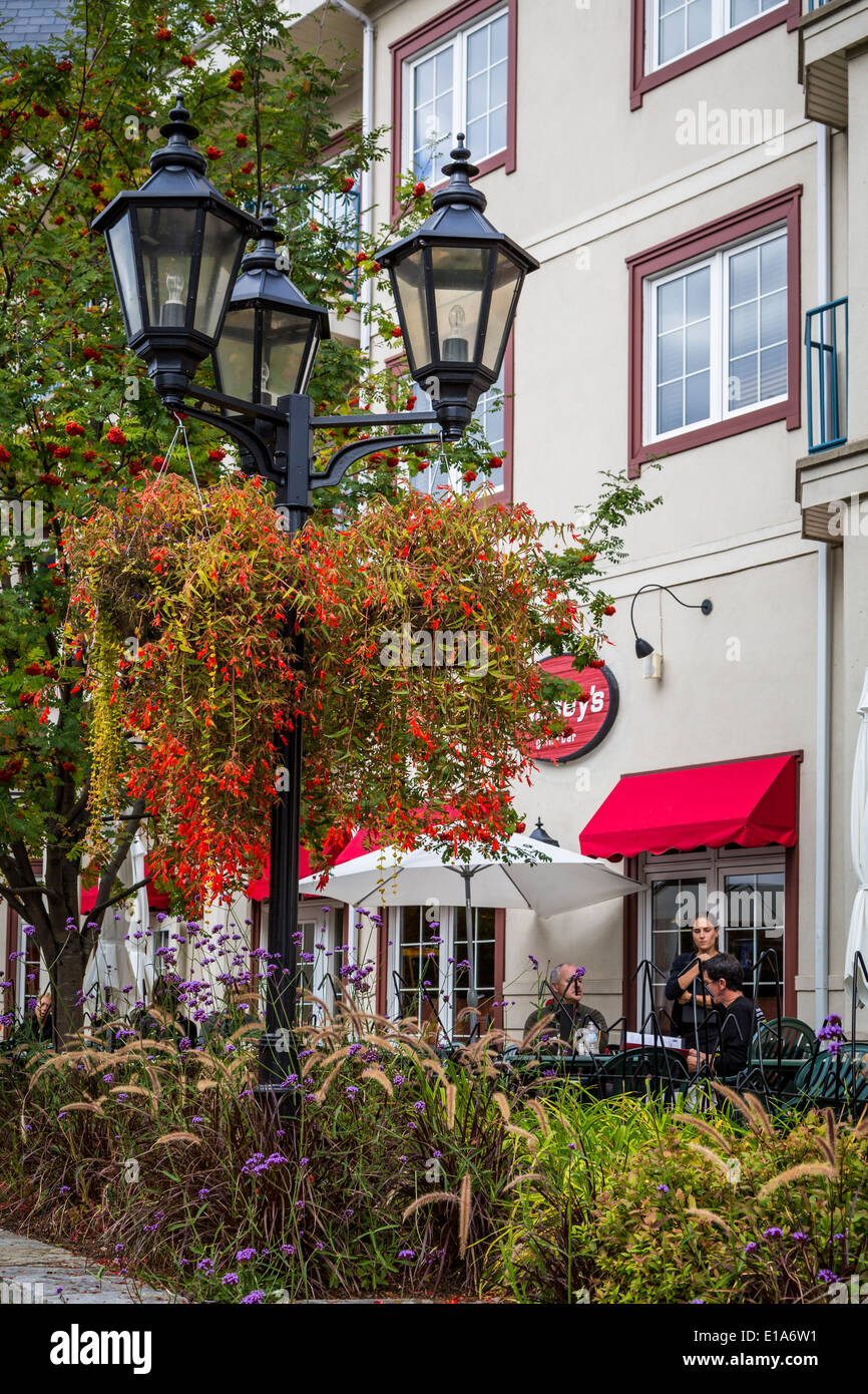 Una lampada decorativa post nel villaggio di sci di Mont-Tremblant, Quebec, Canada. Foto Stock