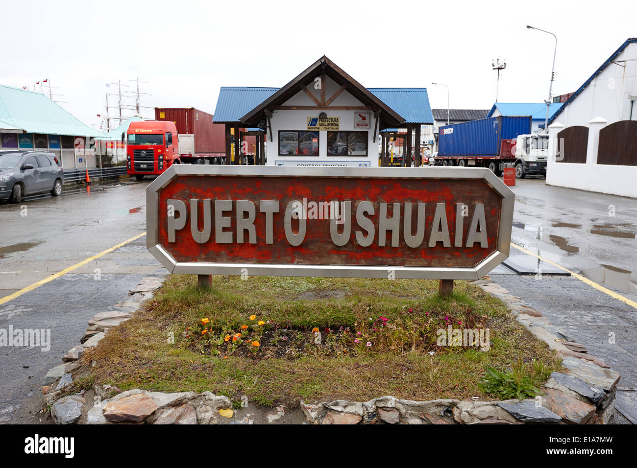 Puerto Ushuaia porto commerciale Argentina Foto Stock