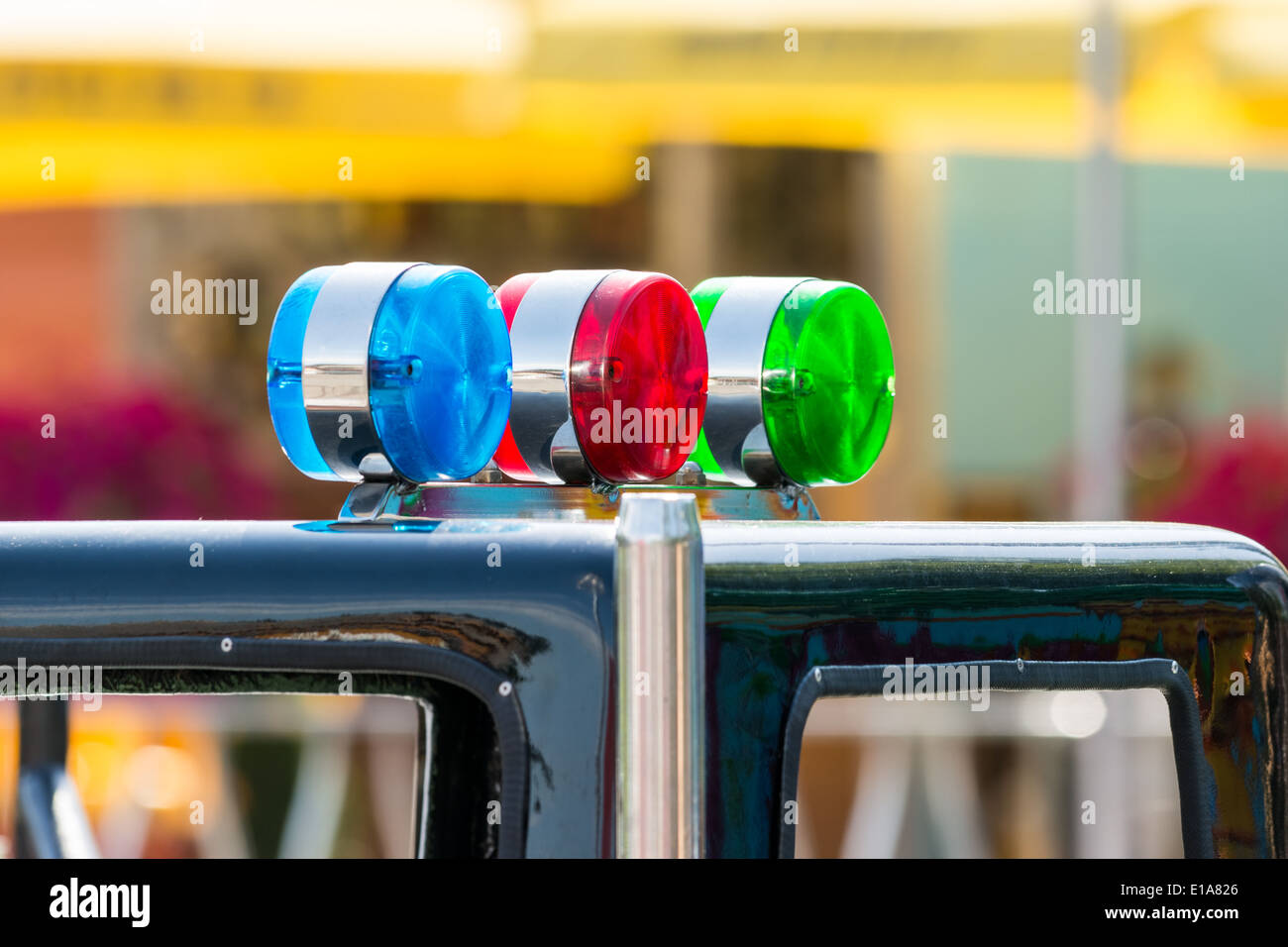 Blu, Rosso e Verde sirene sulla vettura Top Foto Stock
