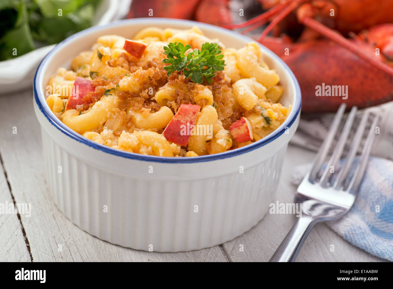 Un formaggio cremoso aragoste deliziose maccheroni e formaggio. Foto Stock