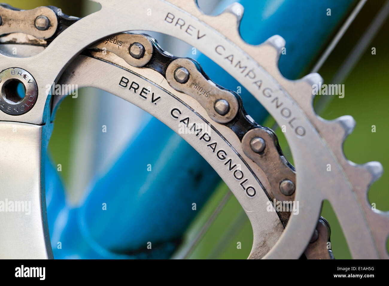 Campagnolo in alluminio anodizzato ingranaggi di bicicletta Foto Stock
