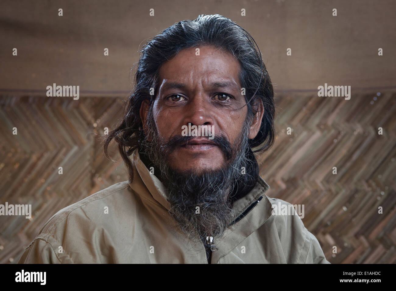 Ritratto di un uomo locale presso il Kumbh Mela 2013 in Allahabad, India Foto Stock
