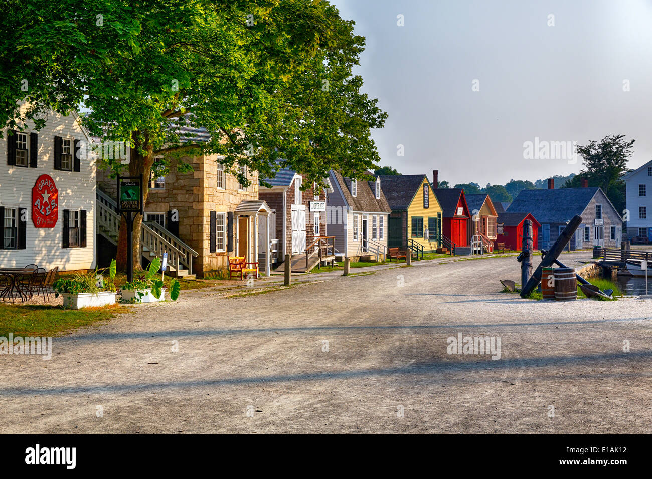 Porto storico Case in Mystic Seaport, Connecticut Foto Stock