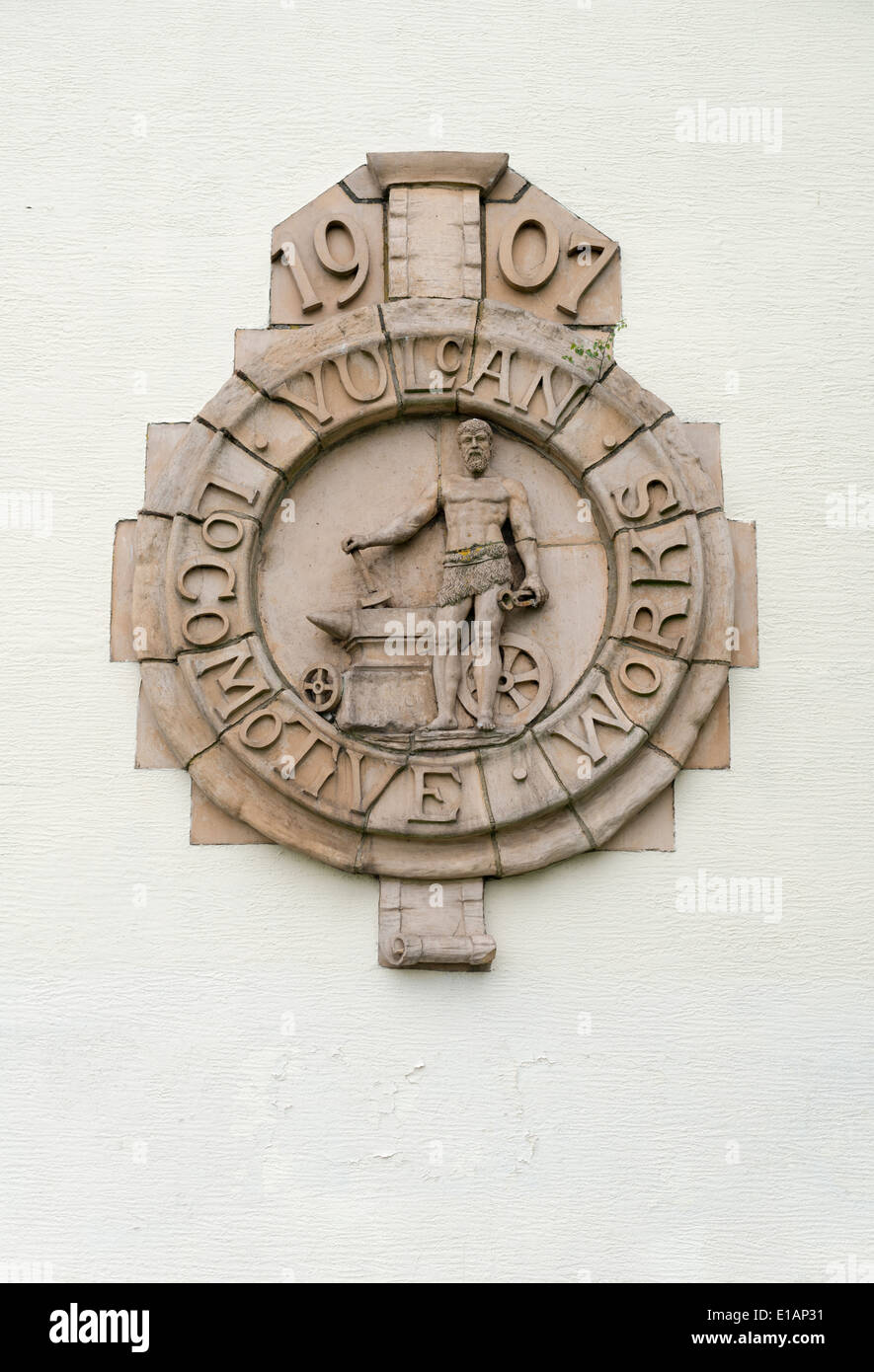 Locomotiva Vulcan funziona insignia / logo, nei primi anni del XX secolo. Fare clic su per info. Alta-rez immagine; molto croppable. Foto Stock