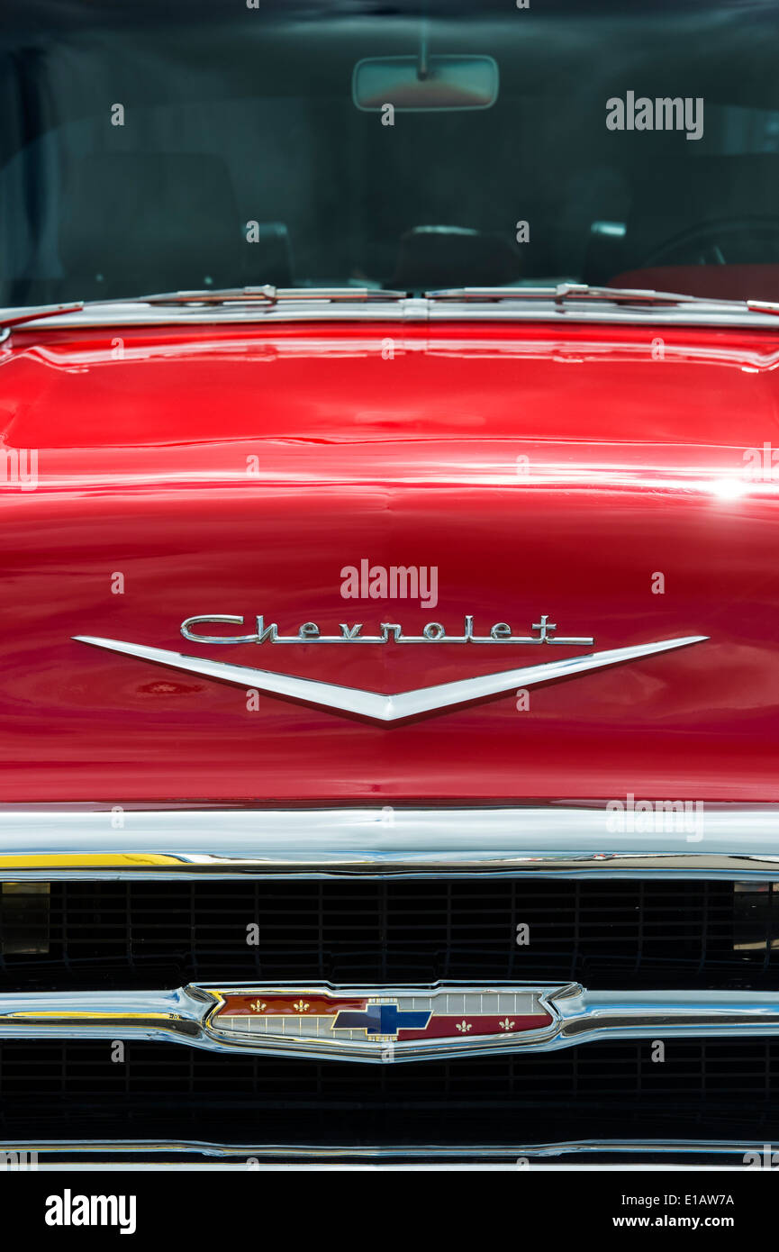 1957 Chevrolet, Bel Air il fuoco selettivo. Chevy. Classic American car Foto Stock