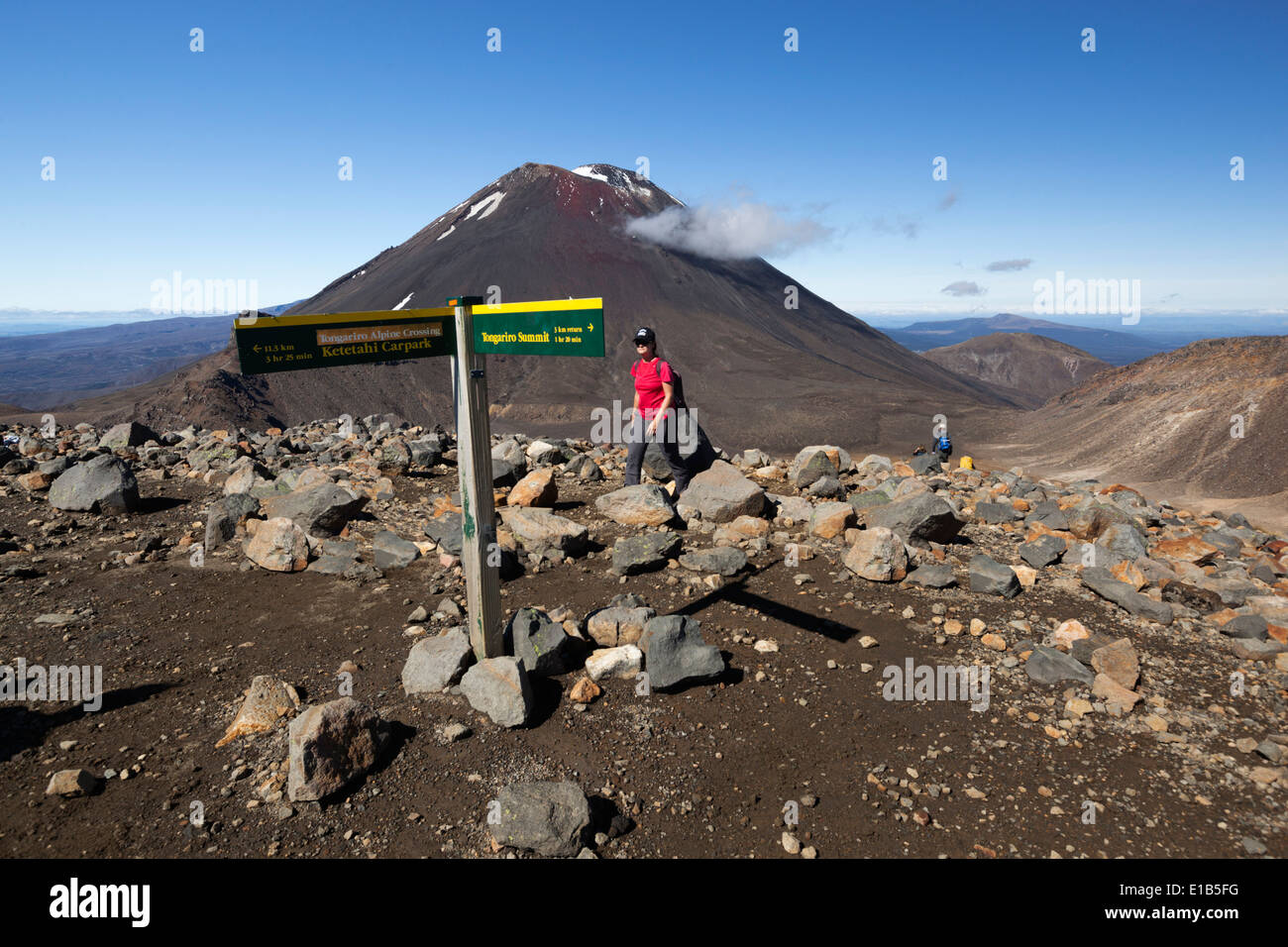 Tongariro Alpine Crossing con il Monte Ngauruhoe Foto Stock