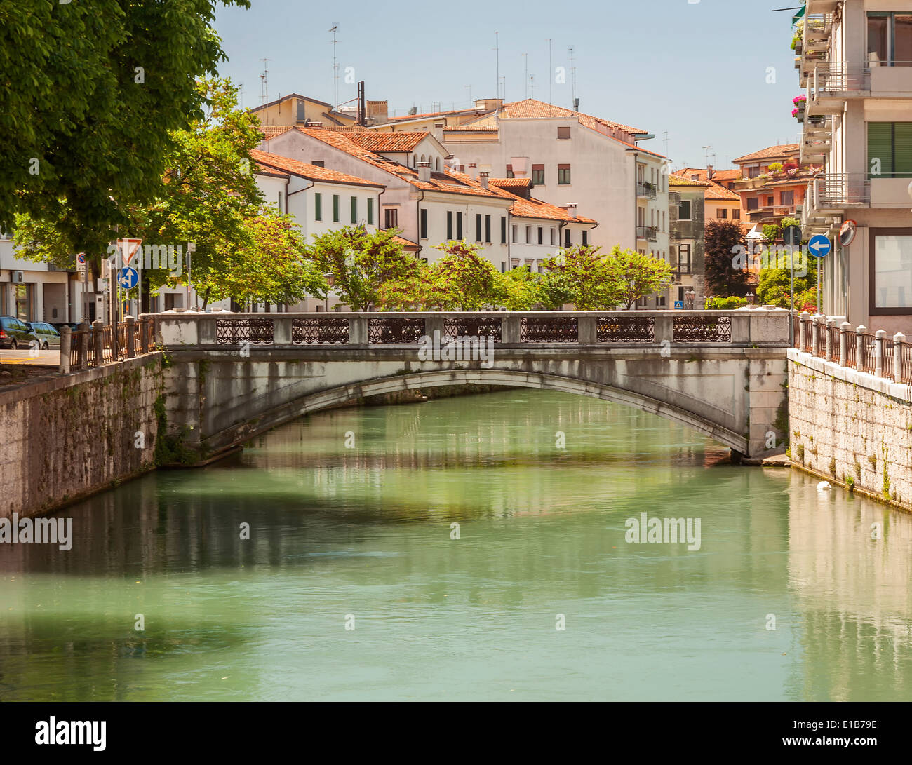 Ponte sul Fiume Sile a Treviso, Italia Foto Stock