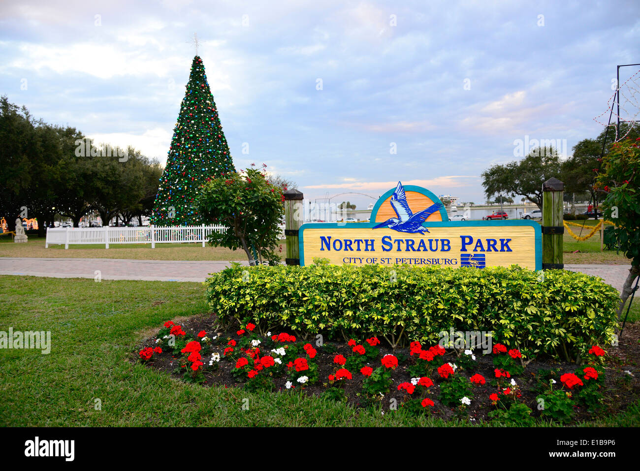 Decorazione per albero di Natale display a nord Straub Park St Petersburg FL Florida Foto Stock