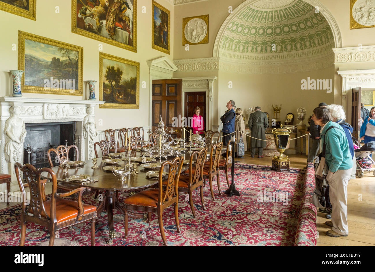 La sala da pranzo, Kedleston Hall, Derbyshire, England, Regno Unito e Unione europea, Europa Foto Stock