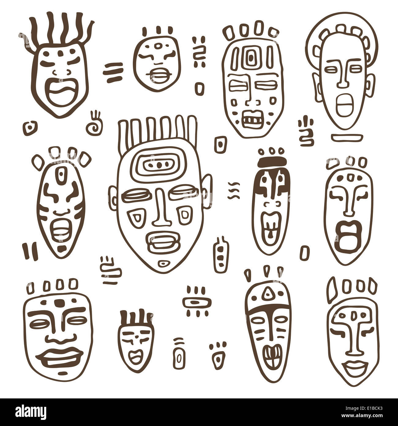 Le maschere africane set. Foto Stock