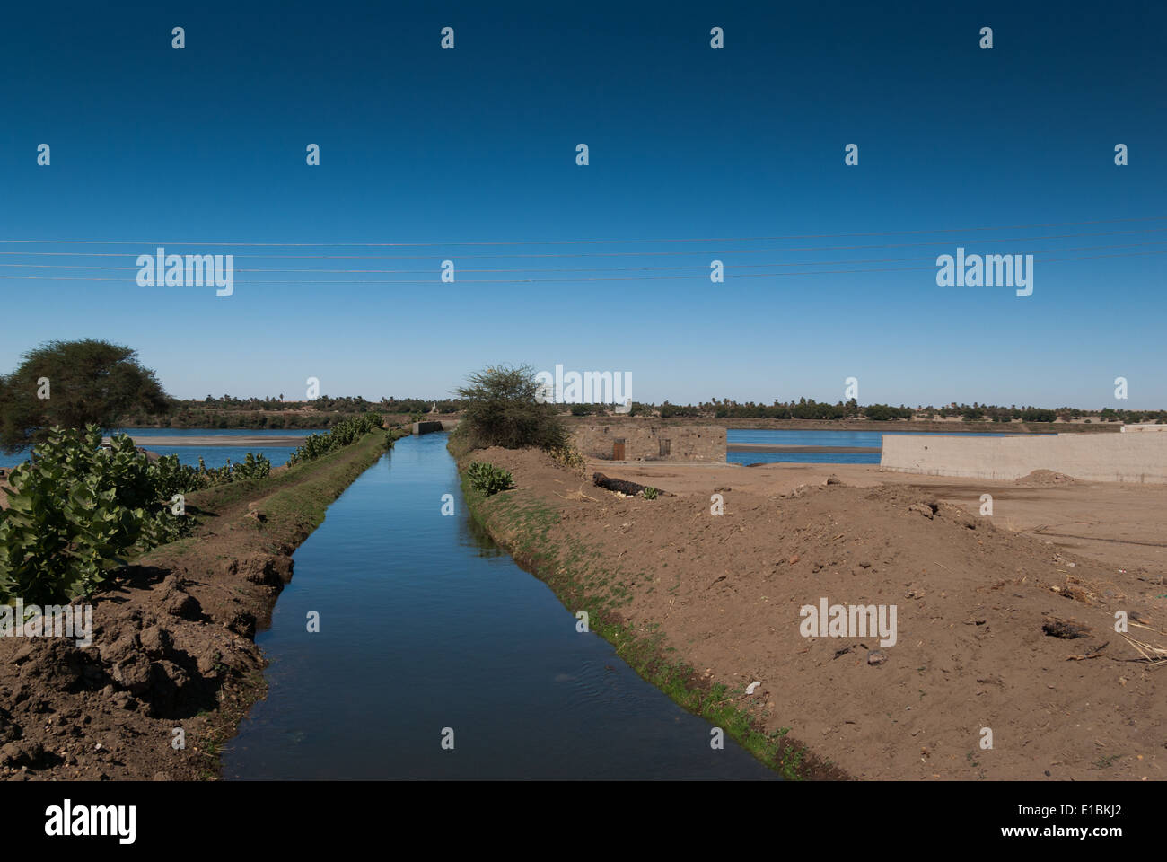Nilo e canale di irrigazione vicino Abri, Sudan settentrionale Foto Stock