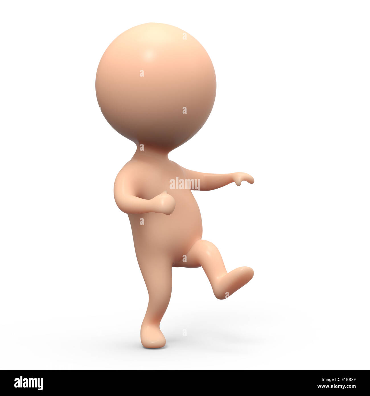 Poco 3D fumetto persona calci qualcosa Foto Stock