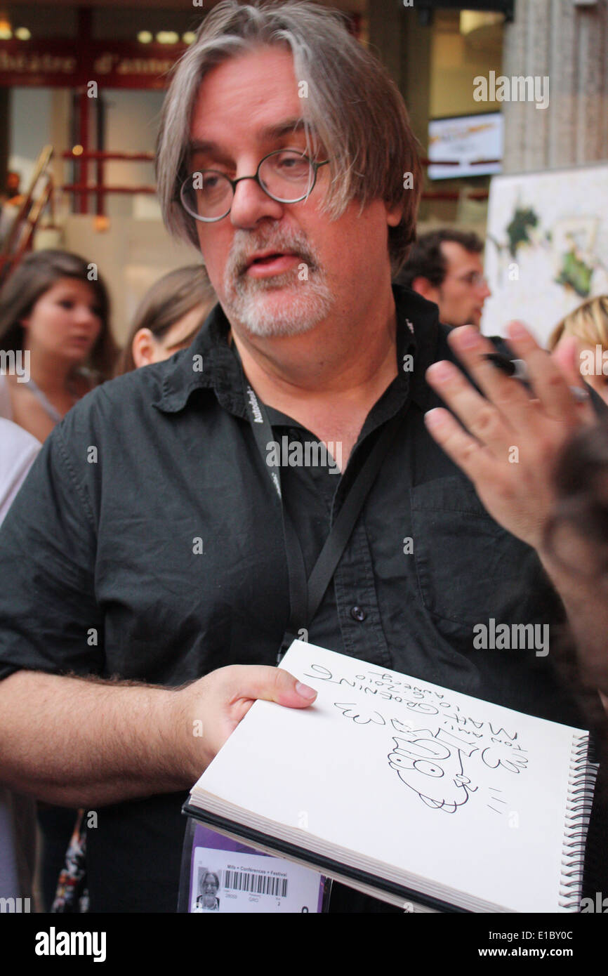 Matt Groening, durante il Festival del film di animazione, 'Festival du Film d'animazione', Annecy, Haute-Savoie, Rhone-Alpes, Francia. Foto Stock