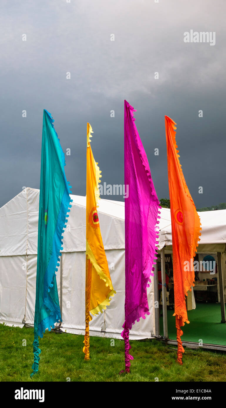 Maltempo al 2014 Hay Festival di letteratura, Hay-on-Wye, Regno Unito Foto Stock