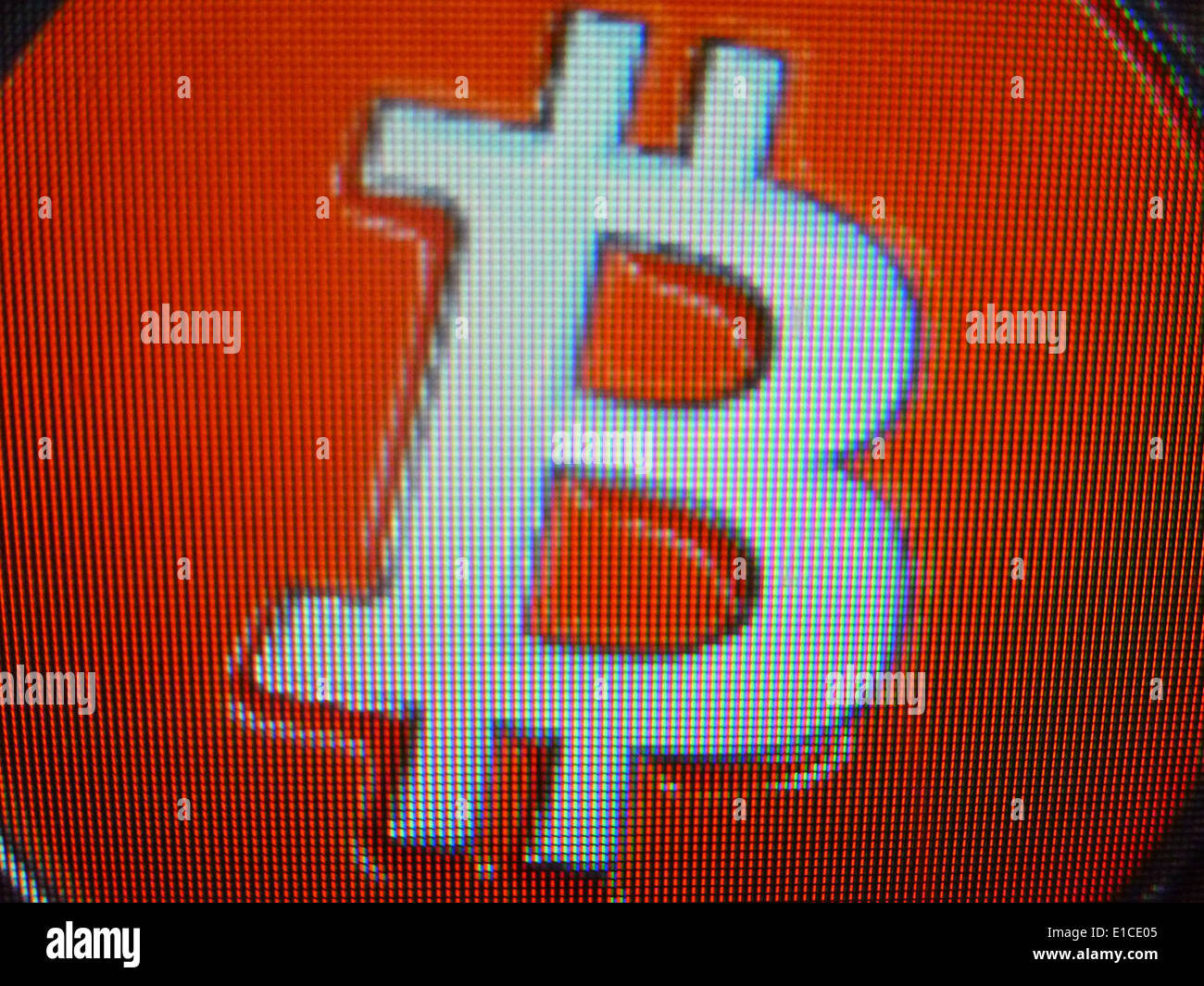 Segni in corrispondenza di siti in cui si può pagare con bitcoins Foto Stock
