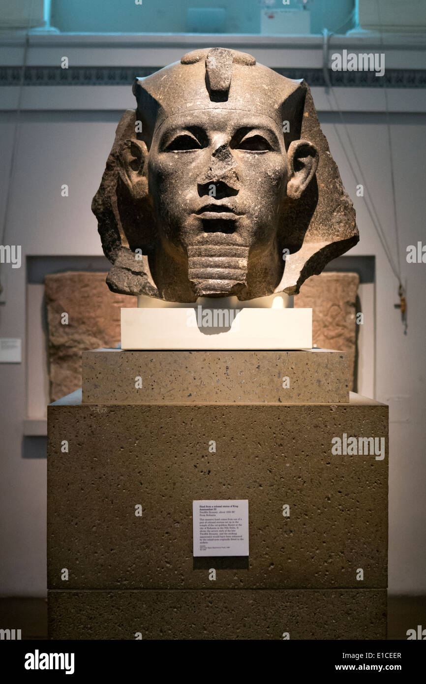 Statua di Amenemhat III un 12 dinastia faraone, sala 4 il British Museum di Londra, Regno Unito. Foto Stock