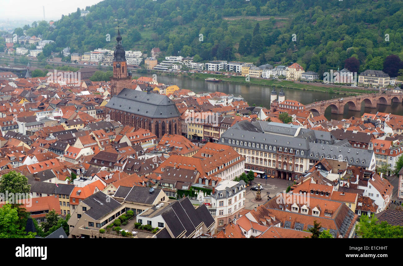 Heidelberg Germania come visto dal Castello Foto Stock