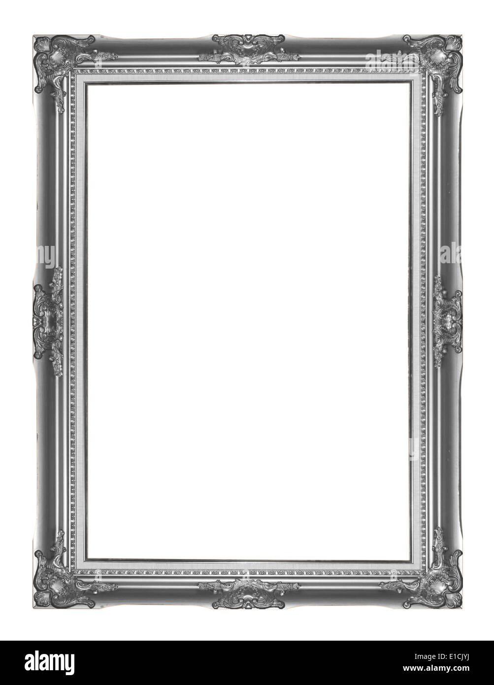 Nero telaio antichi isolati su sfondo bianco. Foto Stock