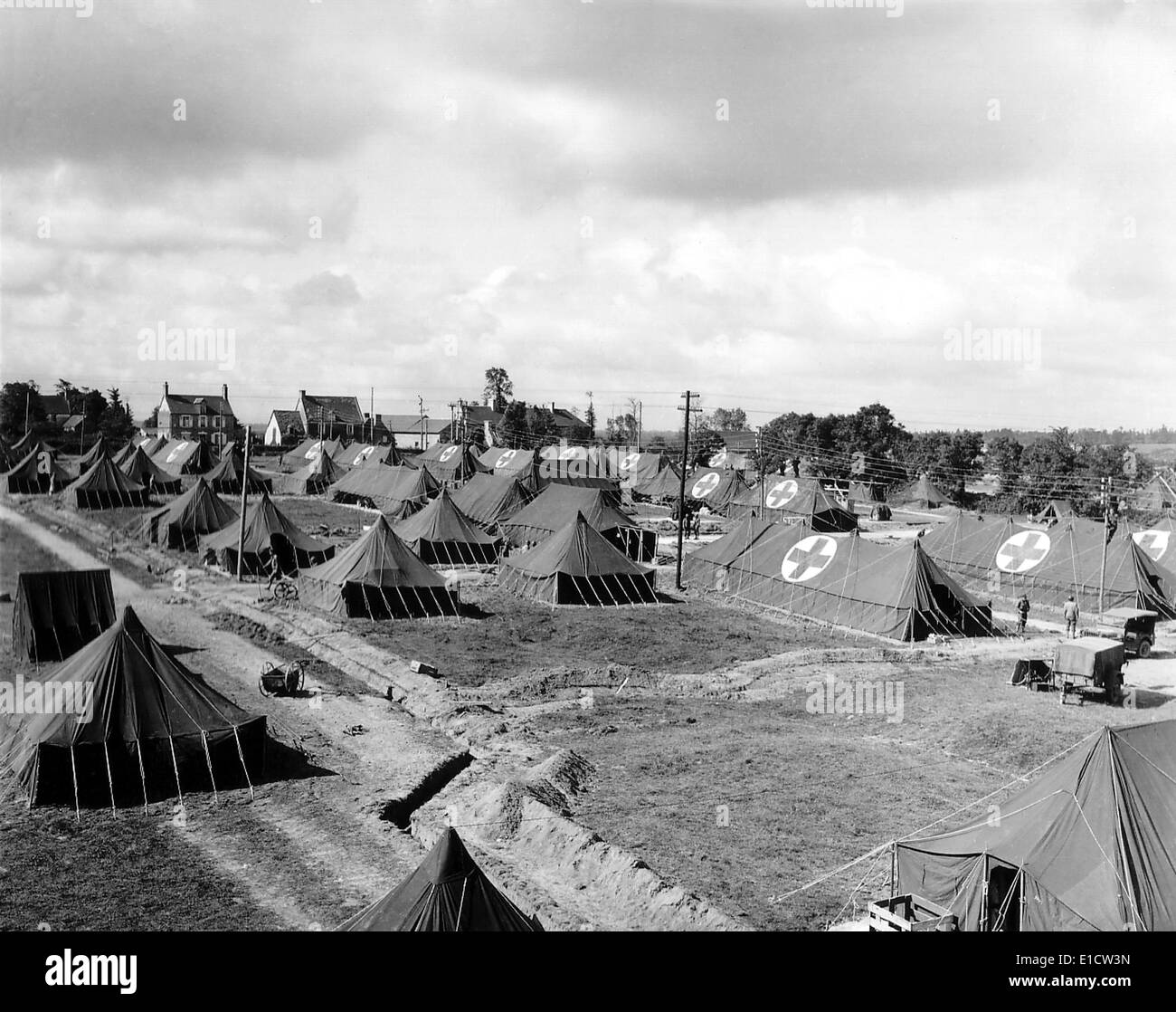 U.S. ospedale da campo a Saint Hilaire Petitville est di Carentan, in Normandia. Ha aperto il 31 luglio 1944. Battaglia di Normandia, Foto Stock