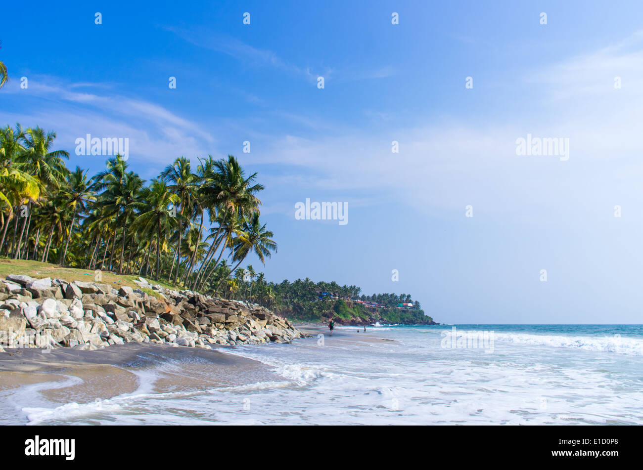 Incredibili spiagge indiano, spiaggia nera, Varkala. Il Kerala, India. Foto Stock