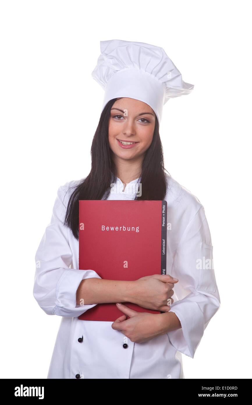 Giovane ragazza sta applicando per un posto di apprendistato in servizio Foto Stock