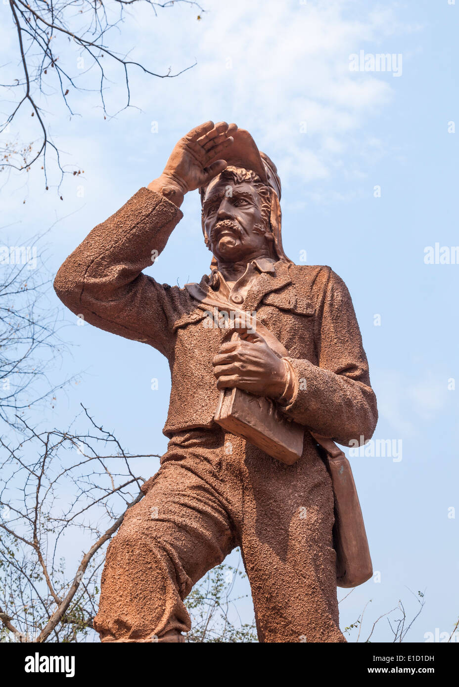 Statua del David Livingstone, explorer e missionario presso il Victoria Falls Livingstone, Zambia Foto Stock