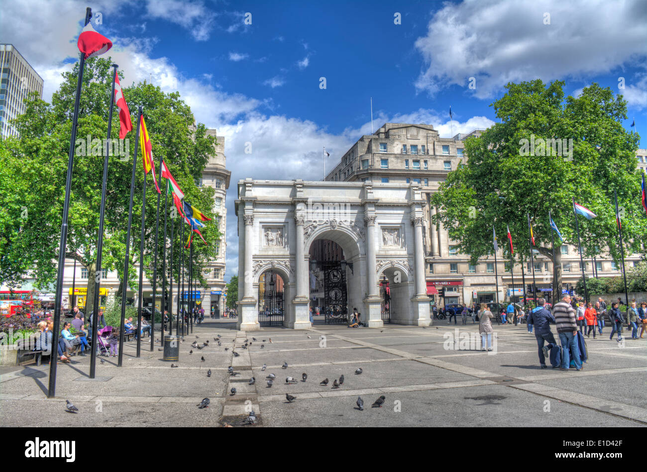 Immagine hdr di Marble Arch, in centro a Londra Foto Stock
