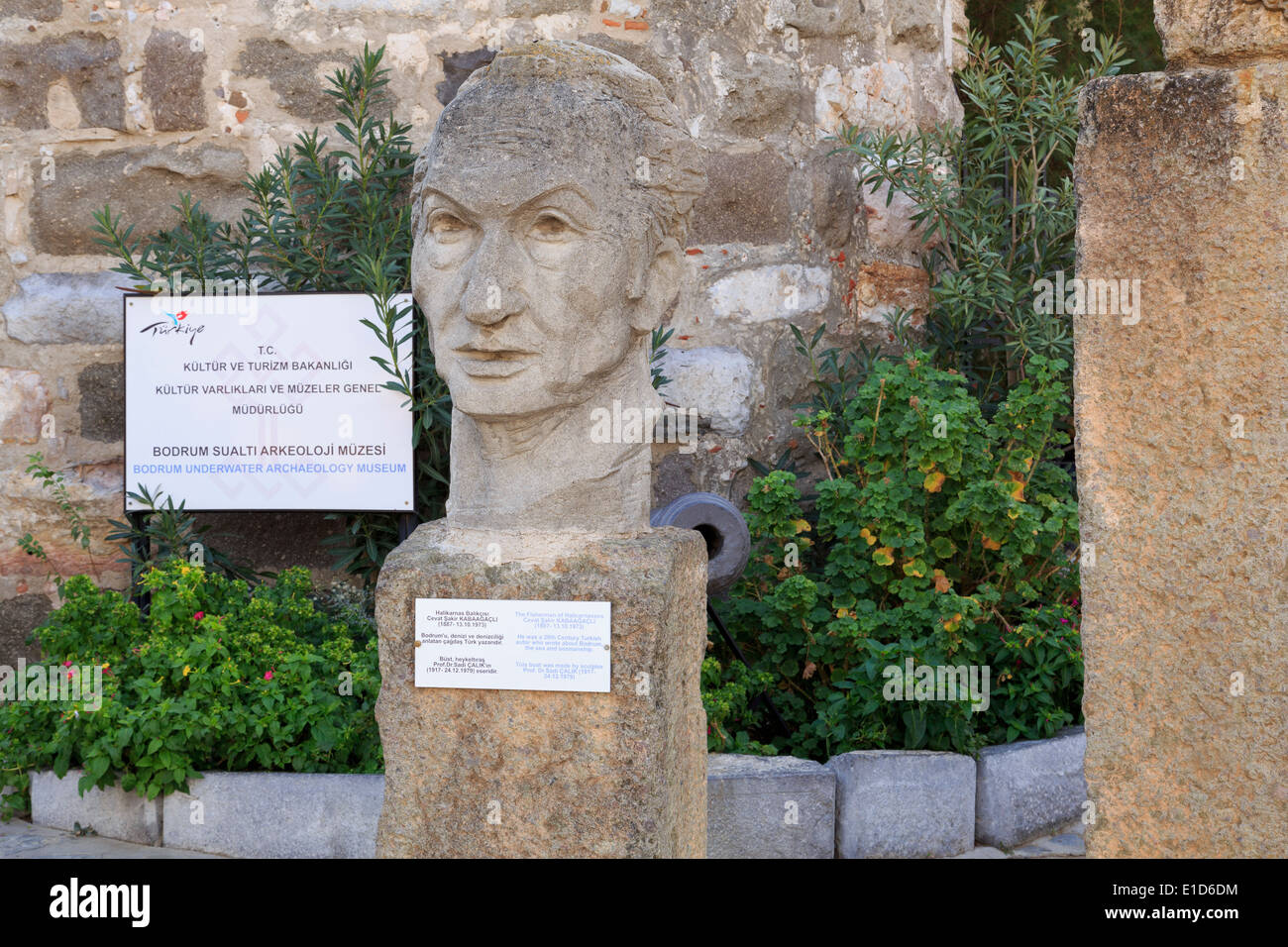 Pescatore di Alicarnasso busto, UNDERWATER ARCHAEOLOGY Museum di San Pietro, Castello di Bodrum, Turchia, Mediterranea Foto Stock