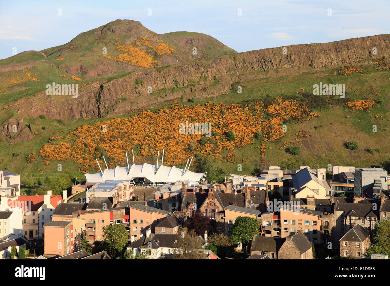 Regno Unito, Scozia, Edimburgo, Holyrood Park, Our Dynamic Earth, Science Center, panorama, Foto Stock