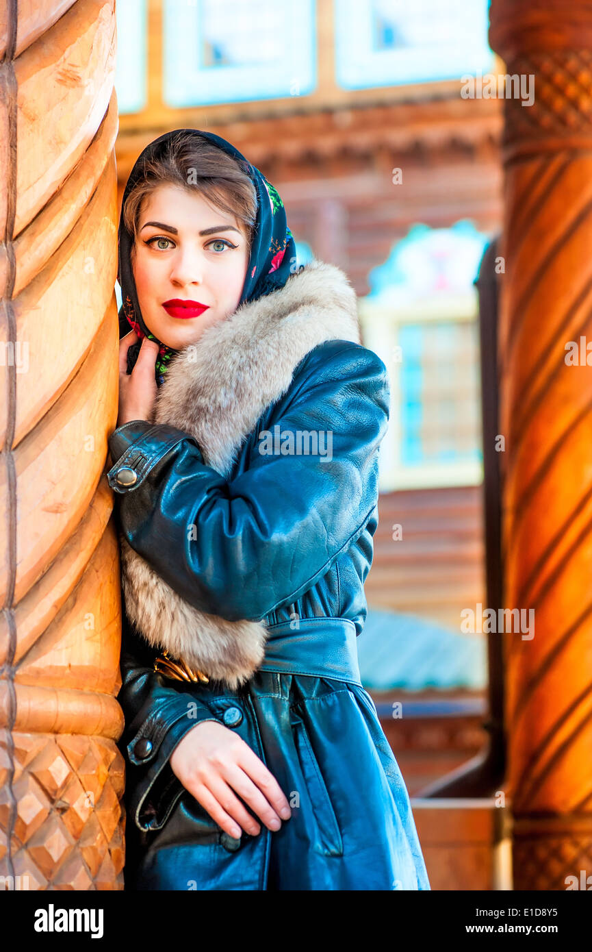 Ritratto di bellezze russe al post Foto Stock