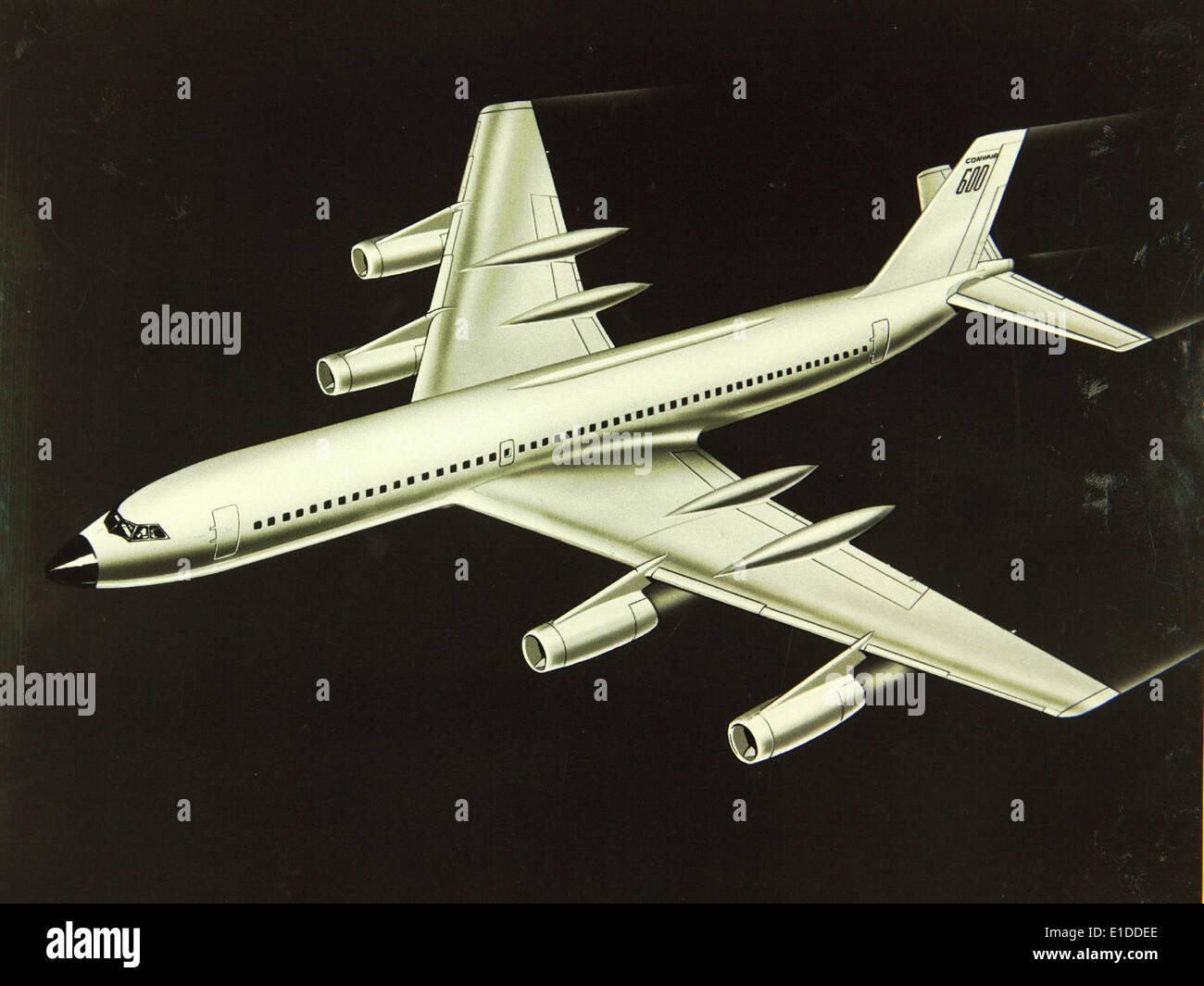 Il Convair 990 Coronado, originariamente concepito come progetto Convair 600, era un aereo di linea a corpo largo sviluppato negli anni '1950 Il suo design si concentrò sulla velocità e l'efficienza, rendendolo un velivolo notevole dell'epoca. Foto Stock