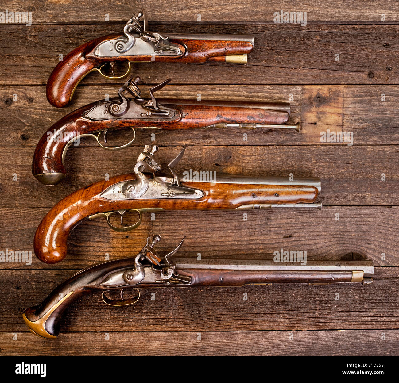 Ho8th secolo flintlock pistols. Foto Stock