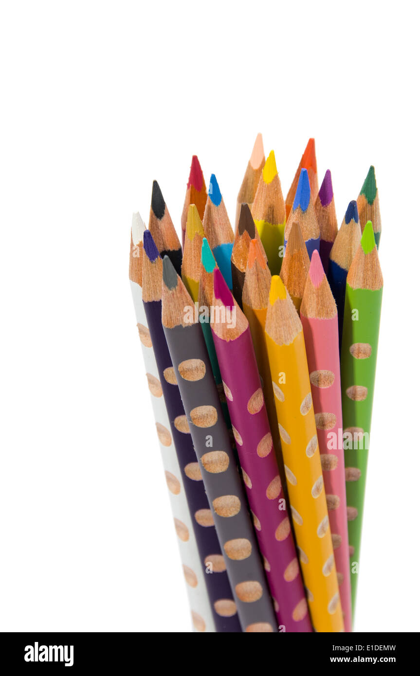 Matita di colore impostato su isolato sfondo bianco Foto Stock