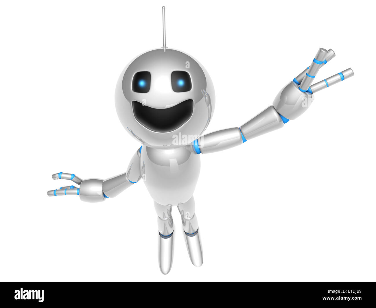 Una ondulazione e saluto cartoon Robot. Foto Stock