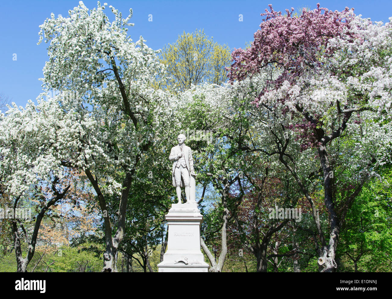 Statua di Alexander Hamilton a Central Park. New York City, NY, STATI UNITI D'AMERICA. Foto Stock