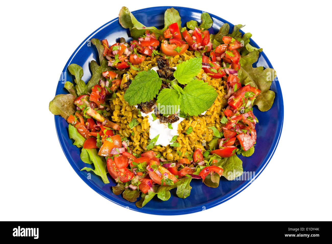 Mejadra è un tradizionale piatto arabo di lenticchie e riso Foto Stock