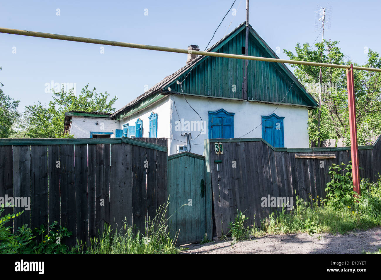 Casa in Yenakiieve (città natale di ex presidente ucraino Viktor Fedorovych Yanukovych), Donetsk Oblast, Ucraina Foto Stock