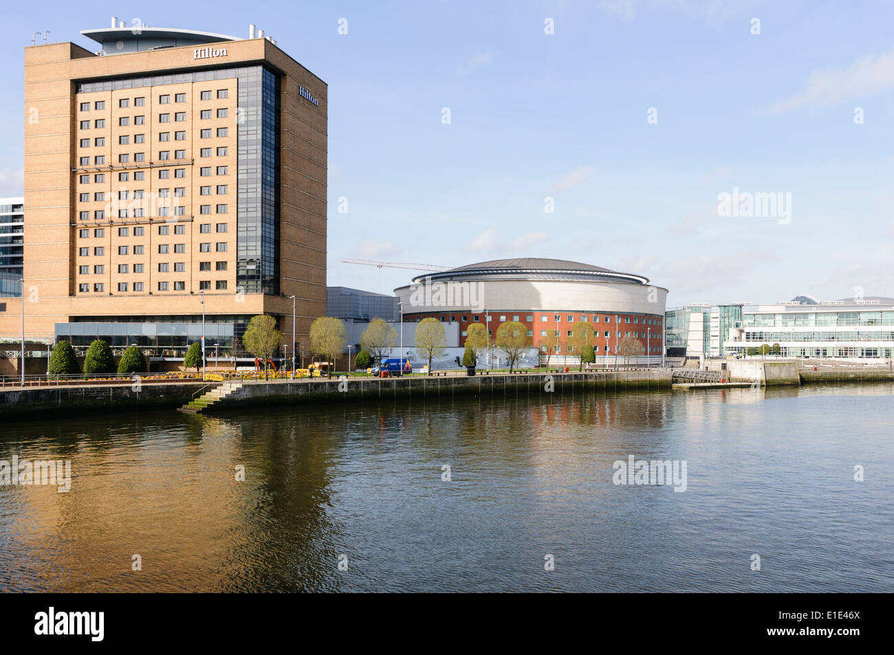 Hilton Hotel e il lungomare, Belfast Foto Stock