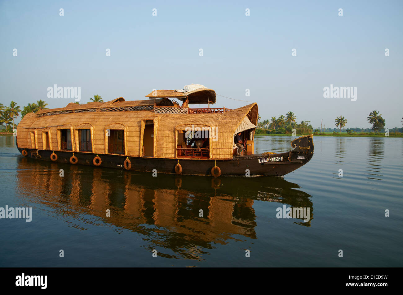 India Kerala State, Allepey, lagune, houseboat per turisti Foto Stock