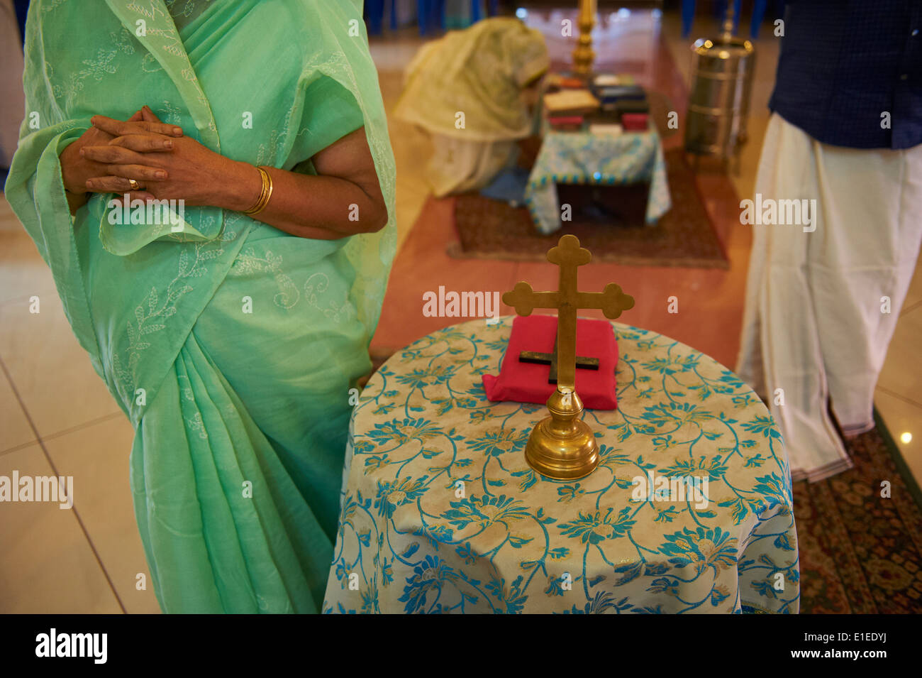 India Kerala State, Thrissur, la santa messa presso la chiesa cattolica caldea Foto Stock