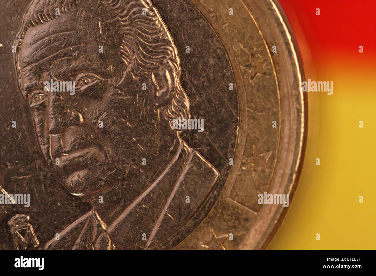 Lo spagnolo Euro moneta (retro) con un ritratto di Re Juan Carlos Foto Stock