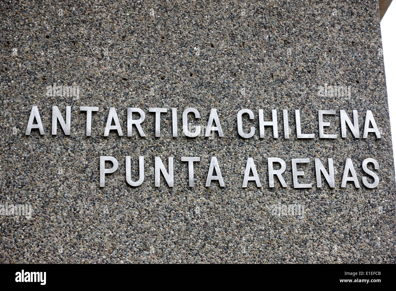 L'antartide chilena Punta Arenas segno sul post office Cile Foto Stock