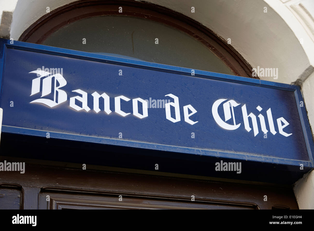 Il banco de chile logo Punta Arenas in Cile Foto Stock
