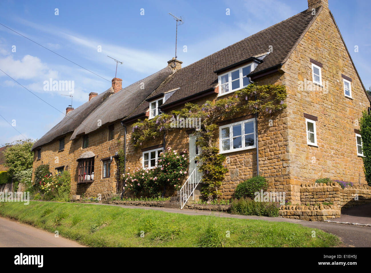 Cottage a Wroxton. Oxfordshire, Inghilterra Foto Stock