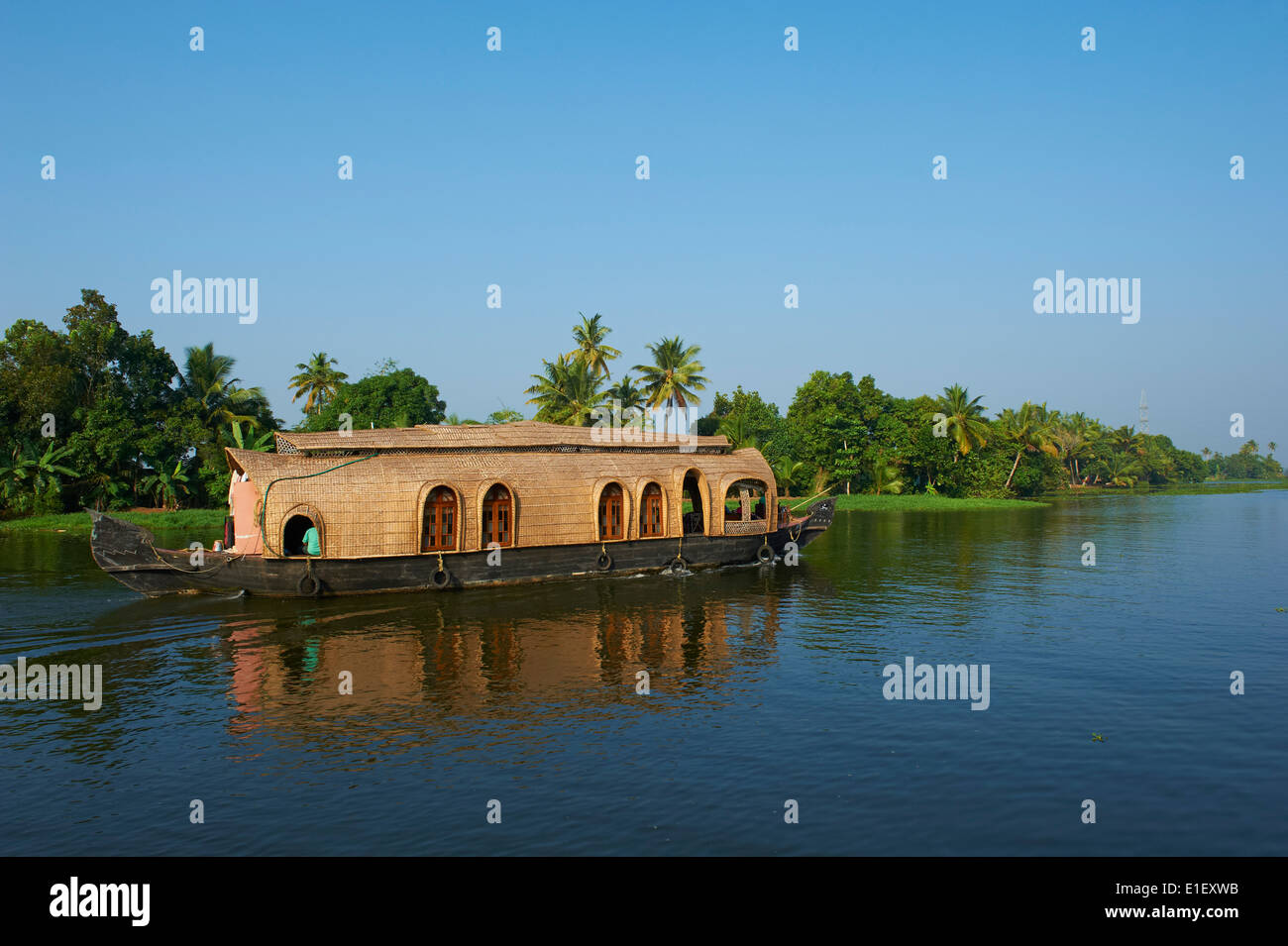 India Kerala State, Allepey, lagune, houseboat per turisti Foto Stock