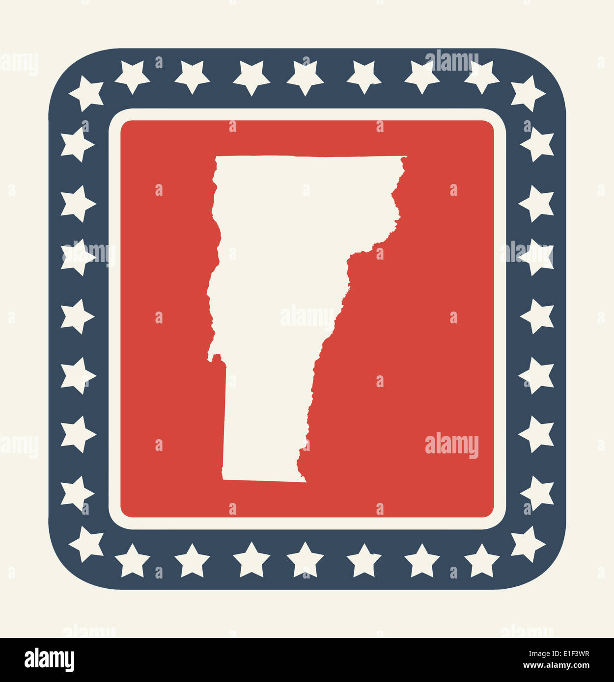 Stato del Vermont pulsante sulla bandiera americana in flat web design di stile, isolati su sfondo bianco. Foto Stock