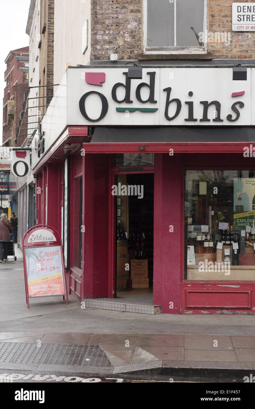 Oddbins off shop licenza anteriore, UK. Foto Stock