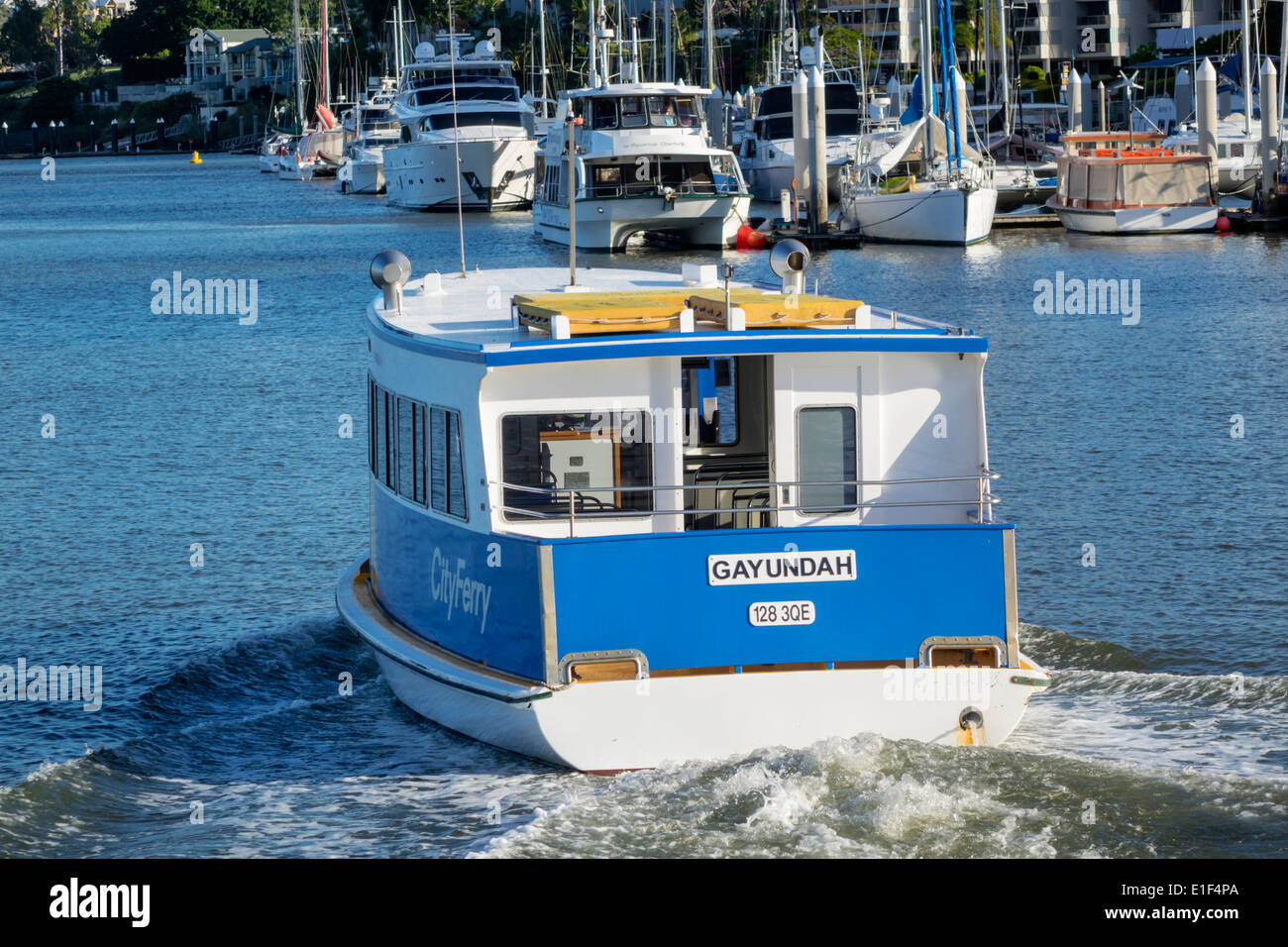 Brisbane Australia,Queensland Brisbane River Water,Brisbane Ferries,servizio traghetto,CityFerry,barca,Kangaroo Point,East Brisbane,marina,i visitatori viaggiano t Foto Stock